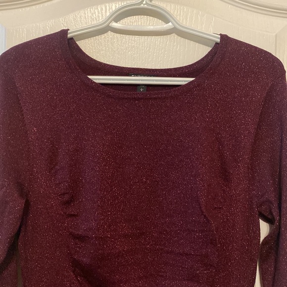 NWT- PLUM RUCHED GLITTER DRESS - Picture 6 of 13